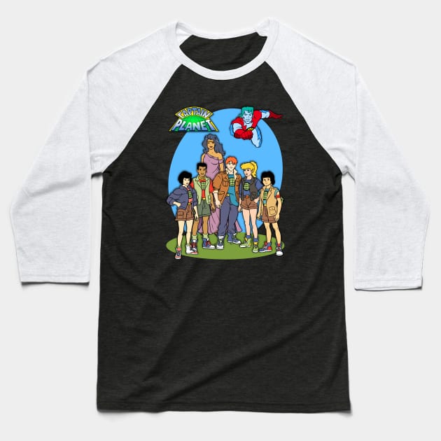 Captain Planet Group Baseball T-Shirt by BigOrangeShirtShop